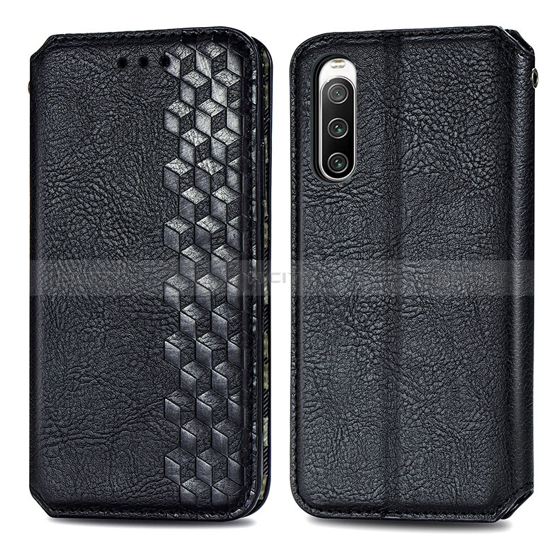 Custodia Portafoglio In Pelle Cover con Supporto S01D per Sony Xperia 10 IV SO-52C Nero