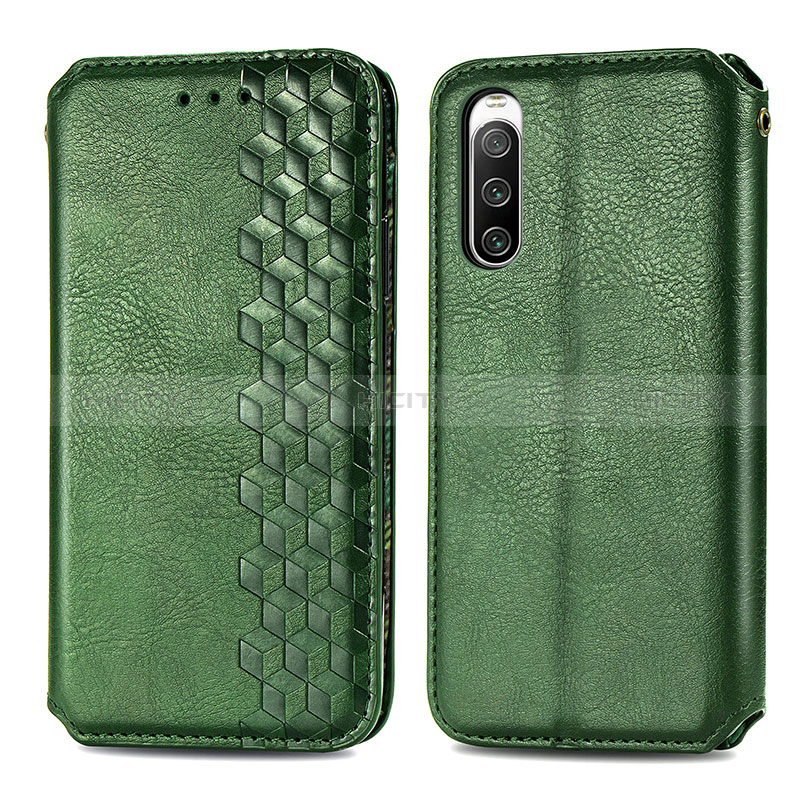 Custodia Portafoglio In Pelle Cover con Supporto S01D per Sony Xperia 10 IV Verde