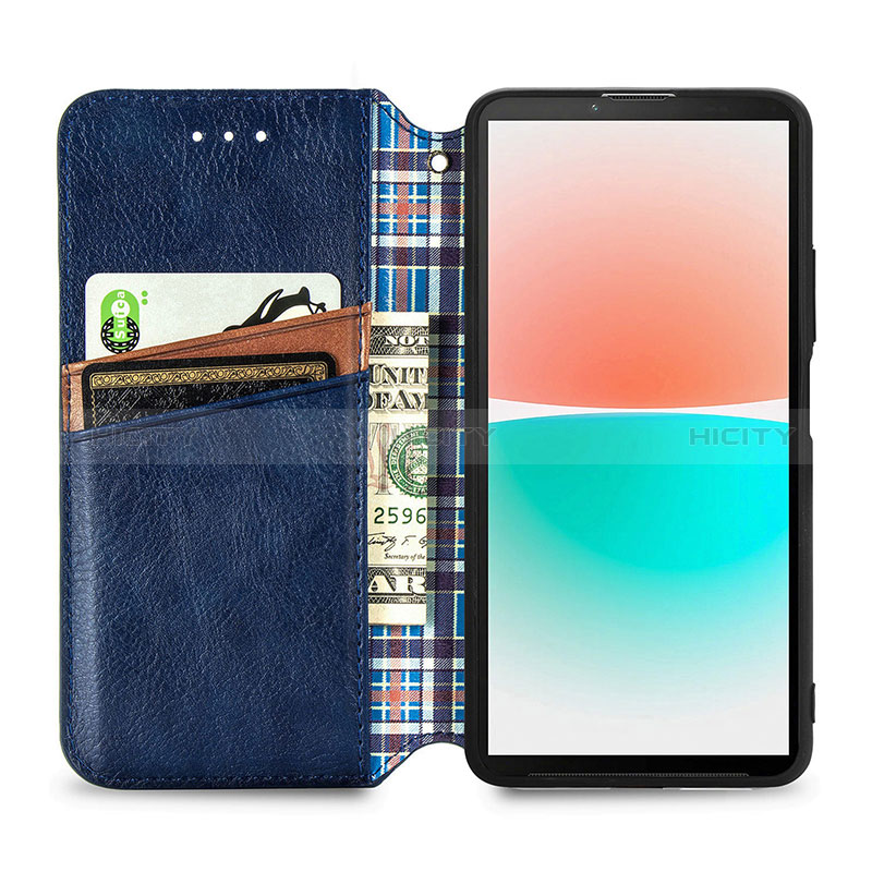 Custodia Portafoglio In Pelle Cover con Supporto S01D per Sony Xperia 10 V