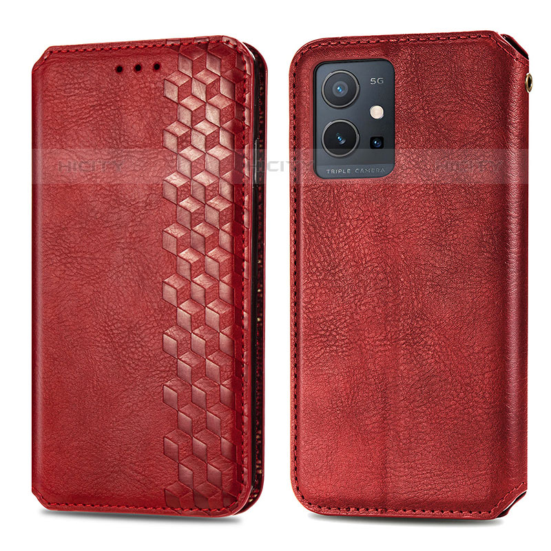 Custodia Portafoglio In Pelle Cover con Supporto S01D per Vivo iQOO Z6 5G Rosso