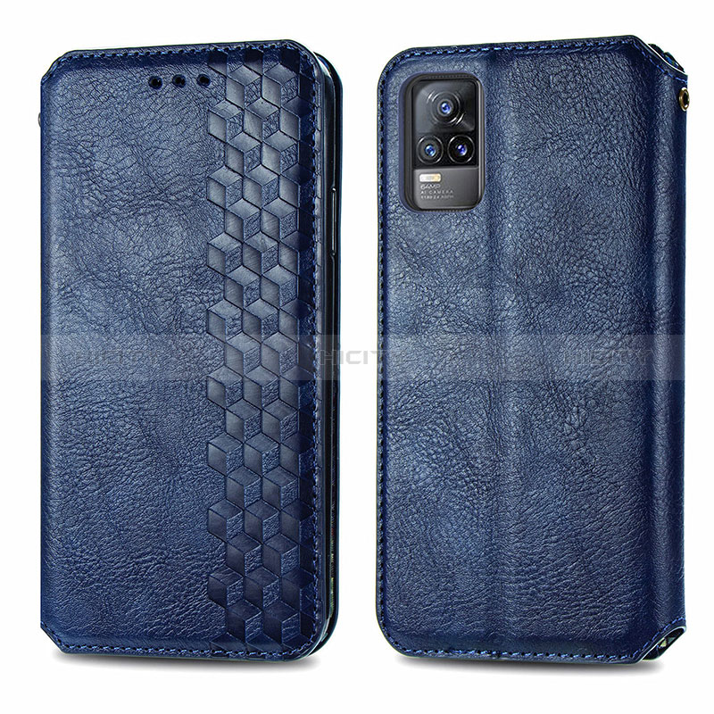 Custodia Portafoglio In Pelle Cover con Supporto S01D per Vivo V21e 4G Blu