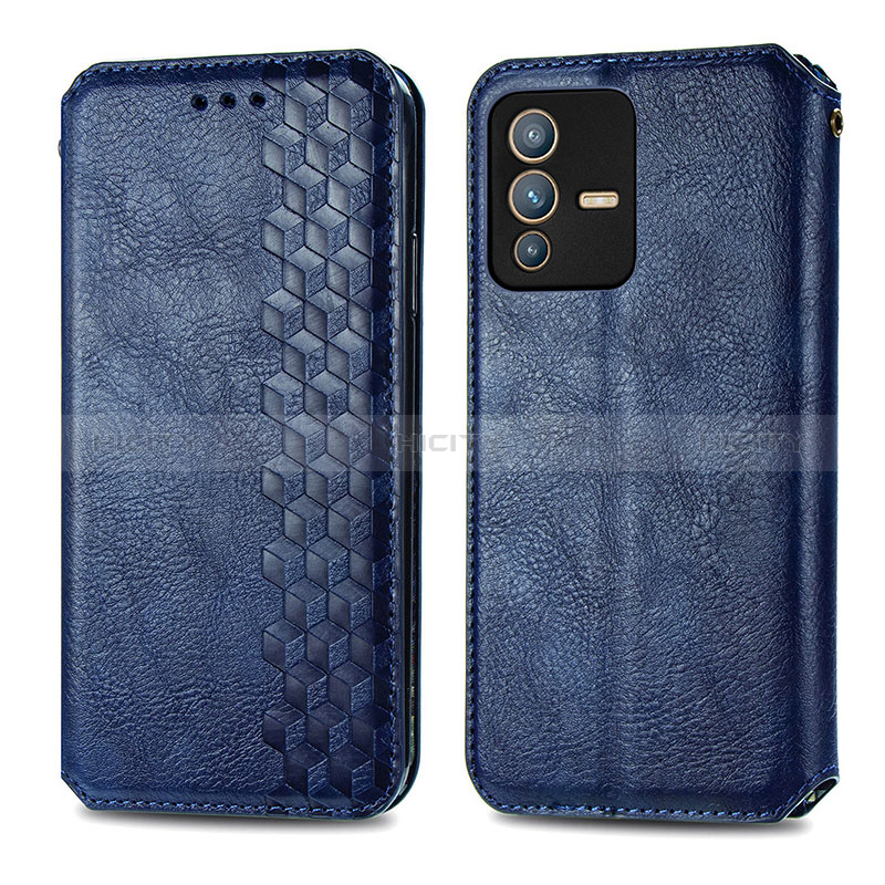 Custodia Portafoglio In Pelle Cover con Supporto S01D per Vivo V23 5G Blu