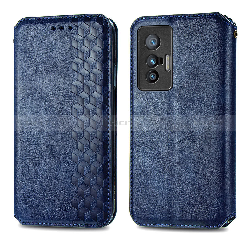 Custodia Portafoglio In Pelle Cover con Supporto S01D per Vivo X70 5G Blu