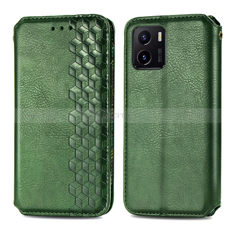 Custodia Portafoglio In Pelle Cover con Supporto S01D per Vivo Y01 Verde