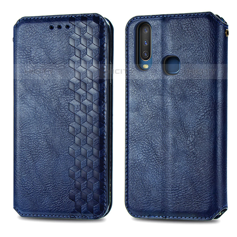 Custodia Portafoglio In Pelle Cover con Supporto S01D per Vivo Y3 Blu