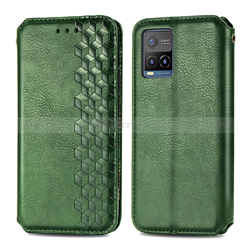 Custodia Portafoglio In Pelle Cover con Supporto S01D per Vivo Y32 4G Verde