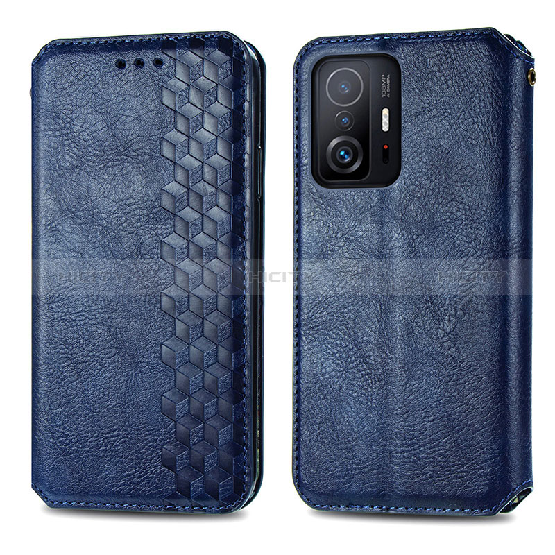 Custodia Portafoglio In Pelle Cover con Supporto S01D per Xiaomi Mi 11T Pro 5G Blu