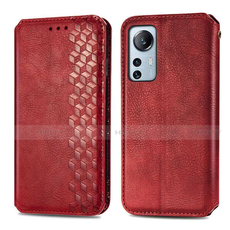 Custodia Portafoglio In Pelle Cover con Supporto S01D per Xiaomi Mi 12 5G Rosso