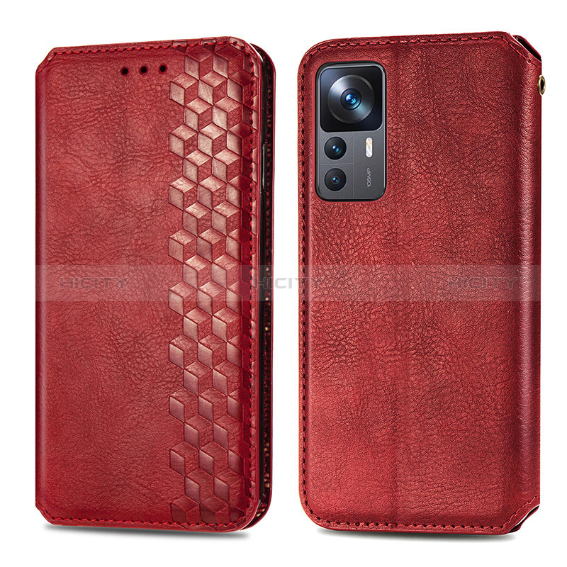 Custodia Portafoglio In Pelle Cover con Supporto S01D per Xiaomi Mi 12T 5G Rosso