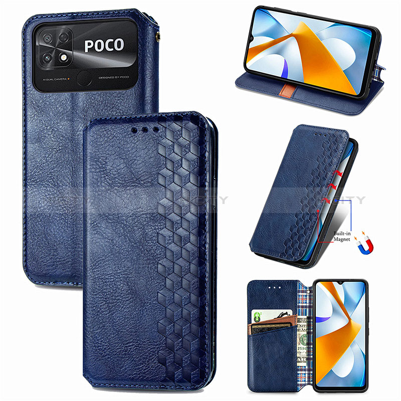 Custodia Portafoglio In Pelle Cover con Supporto S01D per Xiaomi Poco C40