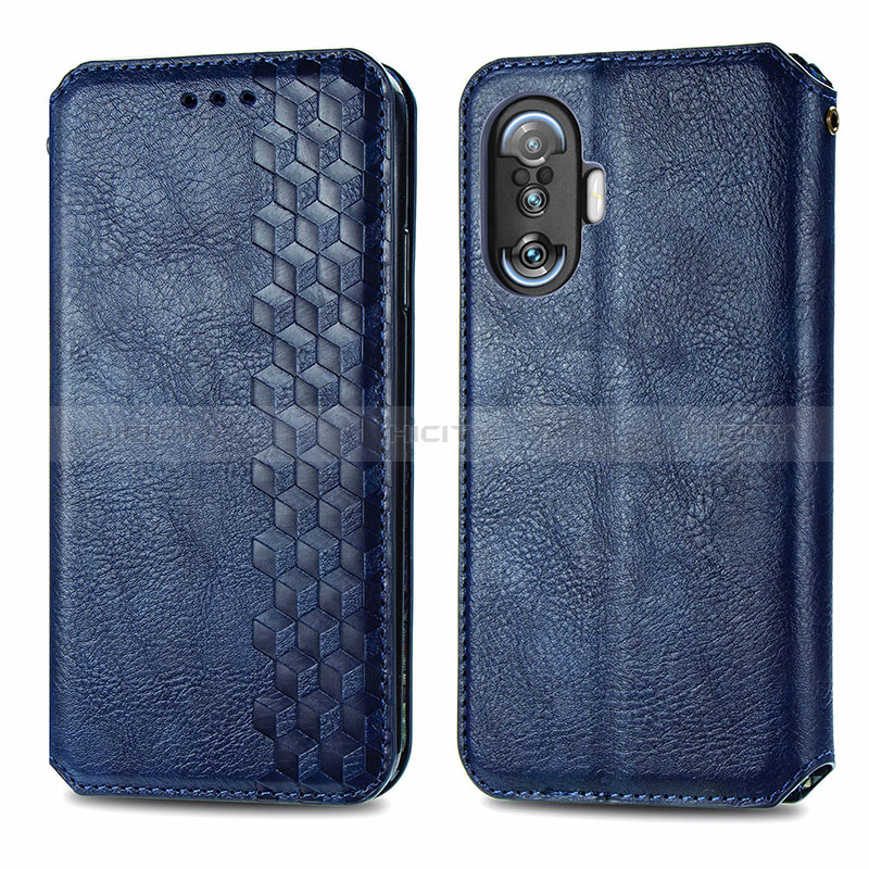 Custodia Portafoglio In Pelle Cover con Supporto S01D per Xiaomi Poco F3 GT 5G Blu