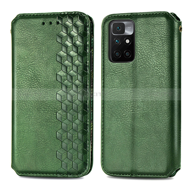 Custodia Portafoglio In Pelle Cover con Supporto S01D per Xiaomi Redmi 10 4G Verde