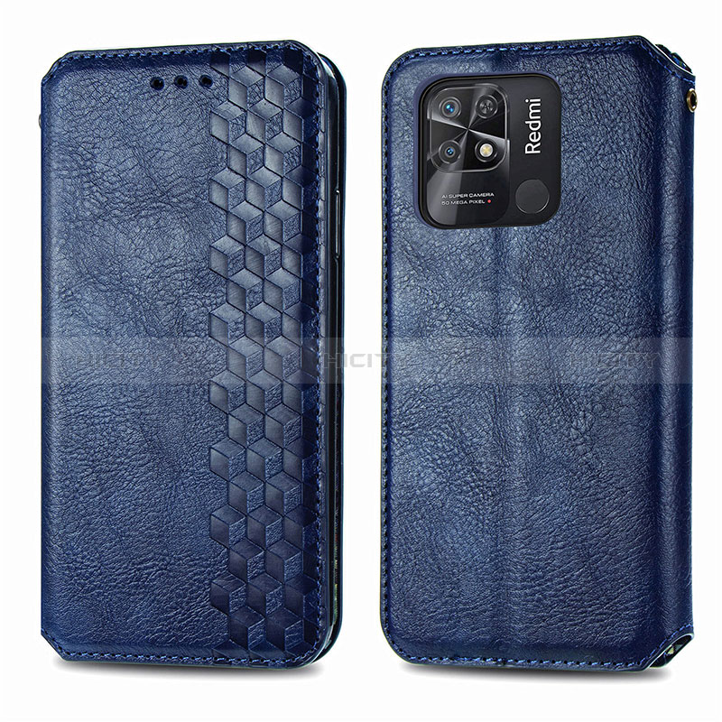 Custodia Portafoglio In Pelle Cover con Supporto S01D per Xiaomi Redmi 10C 4G Blu