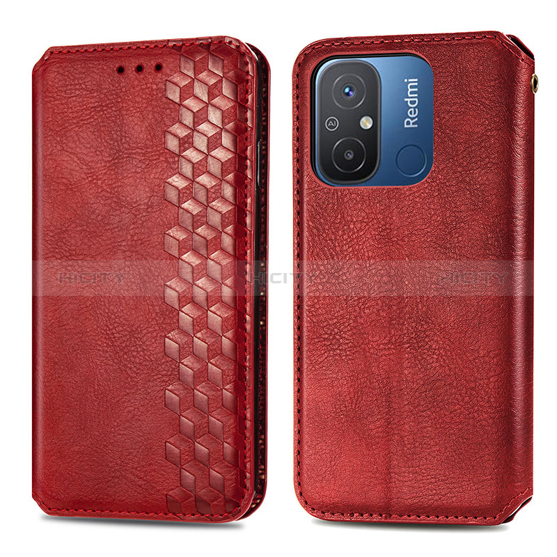 Custodia Portafoglio In Pelle Cover con Supporto S01D per Xiaomi Redmi 11A 4G Rosso