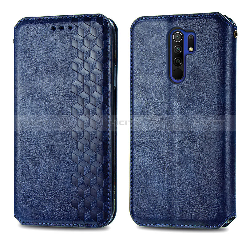 Custodia Portafoglio In Pelle Cover con Supporto S01D per Xiaomi Redmi 9 Blu