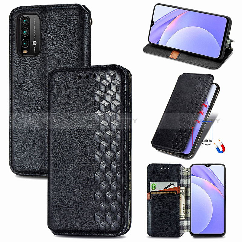 Custodia Portafoglio In Pelle Cover con Supporto S01D per Xiaomi Redmi 9 Power