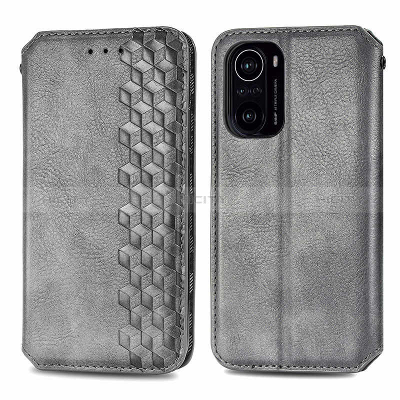 Custodia Portafoglio In Pelle Cover con Supporto S01D per Xiaomi Redmi K40 Pro 5G Grigio