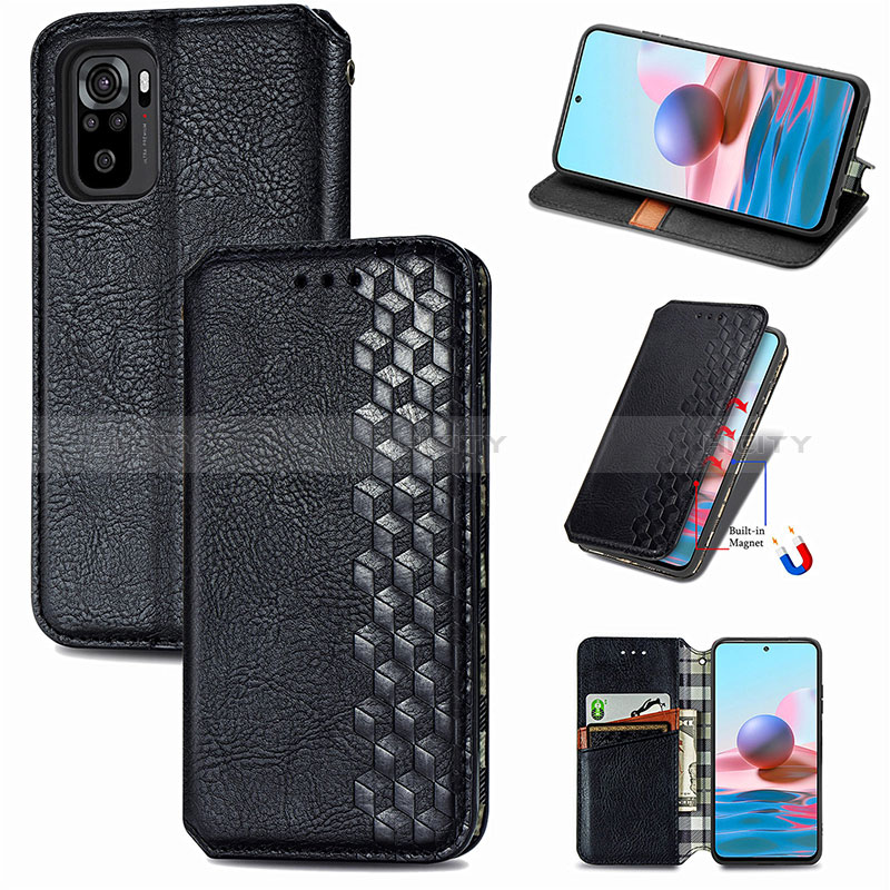 Custodia Portafoglio In Pelle Cover con Supporto S01D per Xiaomi Redmi Note 10 4G