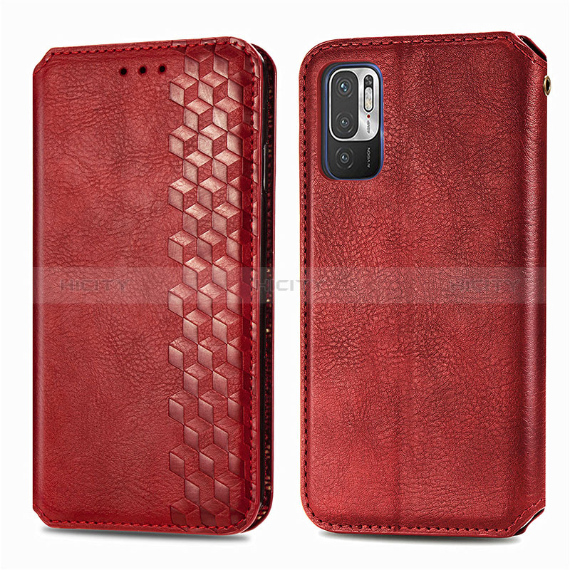 Custodia Portafoglio In Pelle Cover con Supporto S01D per Xiaomi Redmi Note 10 JE 5G Rosso