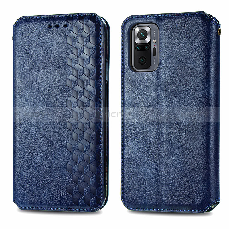 Custodia Portafoglio In Pelle Cover con Supporto S01D per Xiaomi Redmi Note 10 Pro 4G Blu