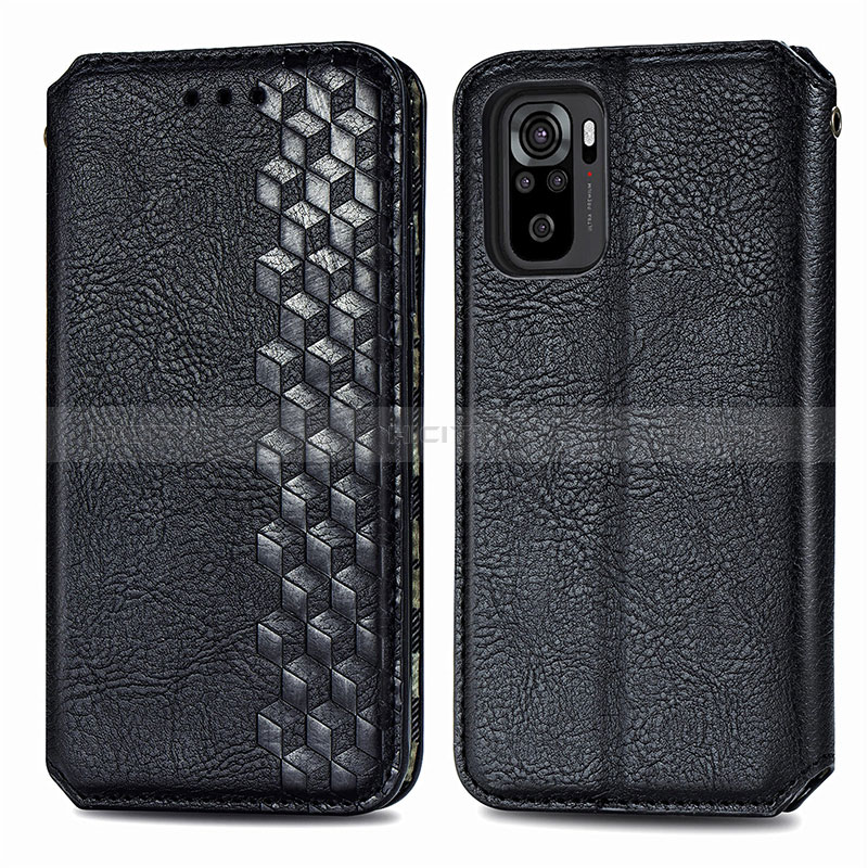 Custodia Portafoglio In Pelle Cover con Supporto S01D per Xiaomi Redmi Note 10S 4G Nero