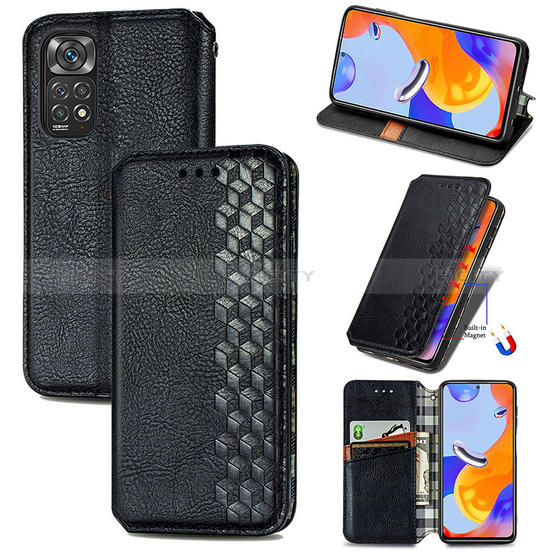 Custodia Portafoglio In Pelle Cover con Supporto S01D per Xiaomi Redmi Note 11 Pro 4G