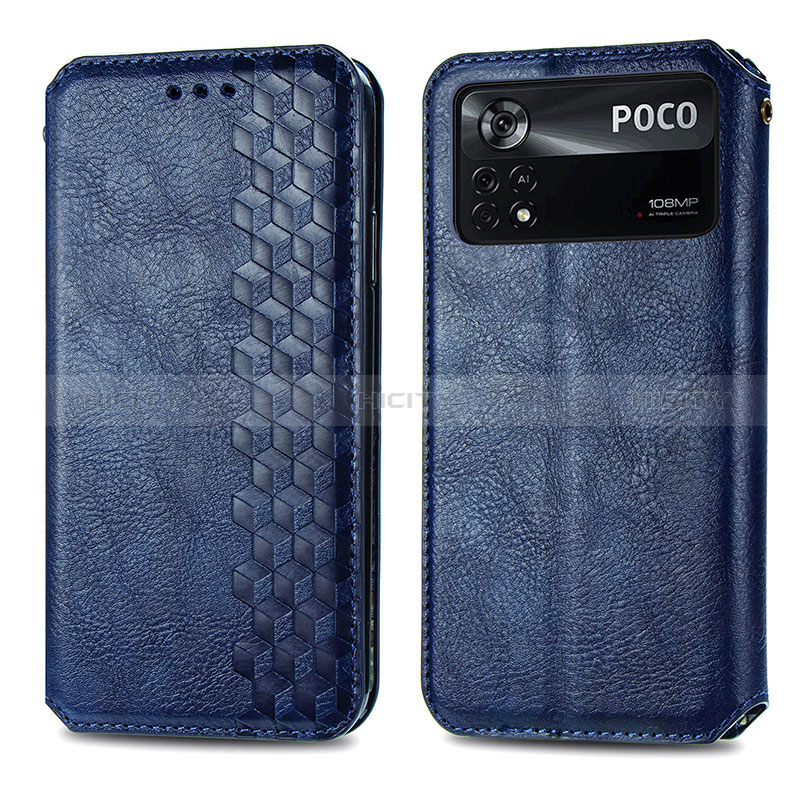 Custodia Portafoglio In Pelle Cover con Supporto S01D per Xiaomi Redmi Note 11E Pro 5G Blu