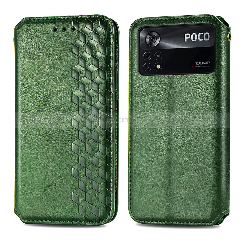 Custodia Portafoglio In Pelle Cover con Supporto S01D per Xiaomi Redmi Note 11E Pro 5G Verde