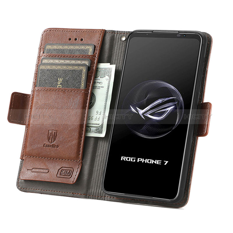 Custodia Portafoglio In Pelle Cover con Supporto S02D per Asus ROG Phone 7