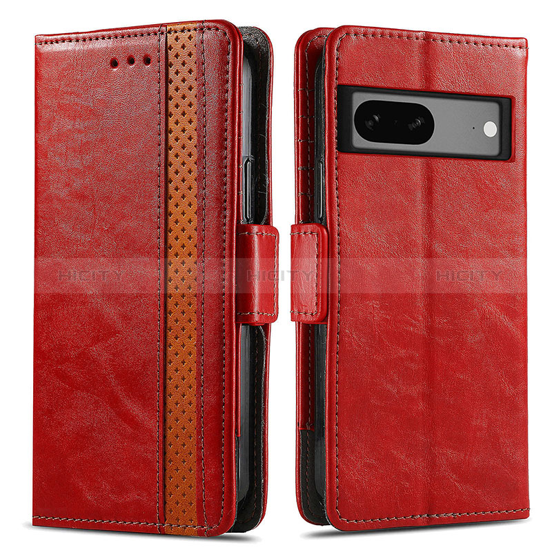 Custodia Portafoglio In Pelle Cover con Supporto S02D per Google Pixel 7a 5G Rosso