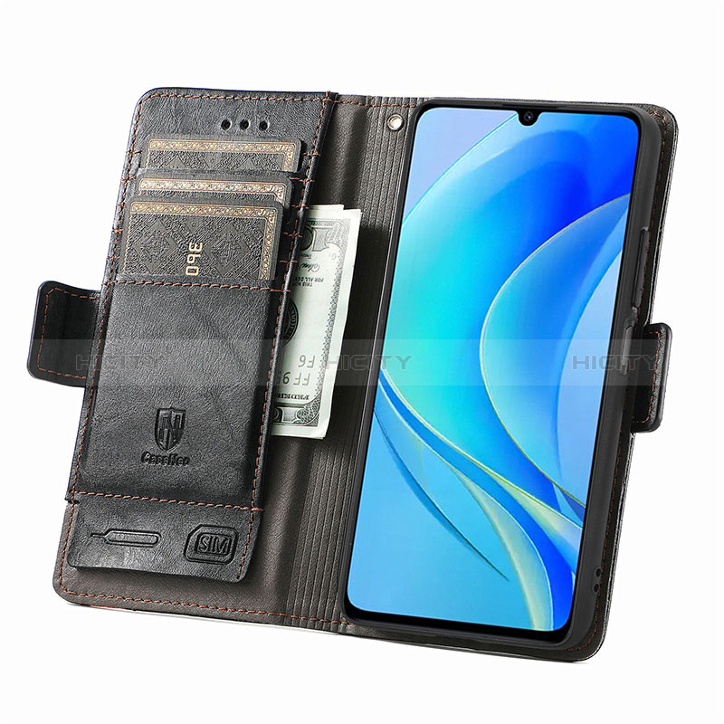 Custodia Portafoglio In Pelle Cover con Supporto S02D per Huawei Enjoy 50