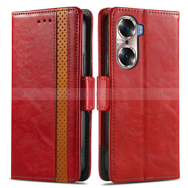 Custodia Portafoglio In Pelle Cover con Supporto S02D per Huawei Honor 60 5G Rosso