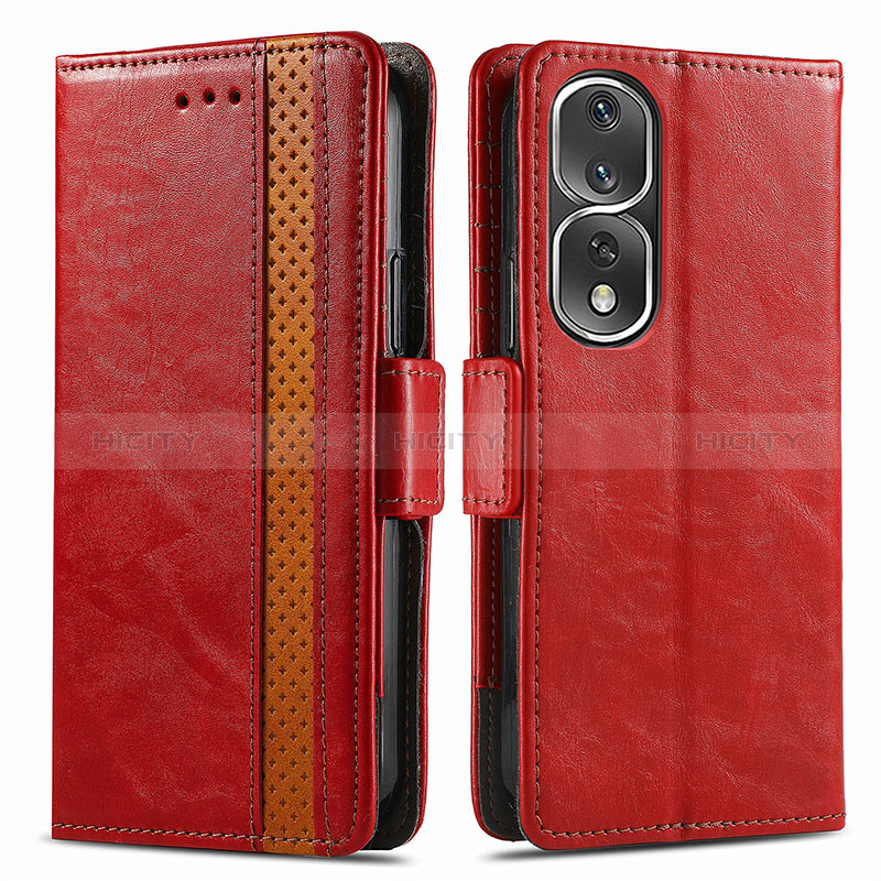 Custodia Portafoglio In Pelle Cover con Supporto S02D per Huawei Honor 80 Pro 5G Rosso