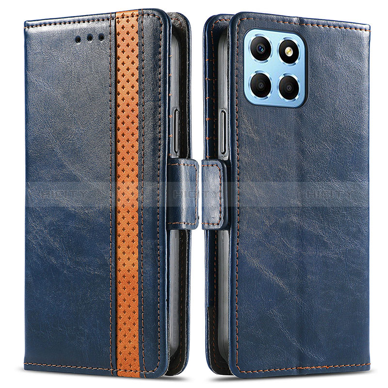 Custodia Portafoglio In Pelle Cover con Supporto S02D per Huawei Honor X6 Blu