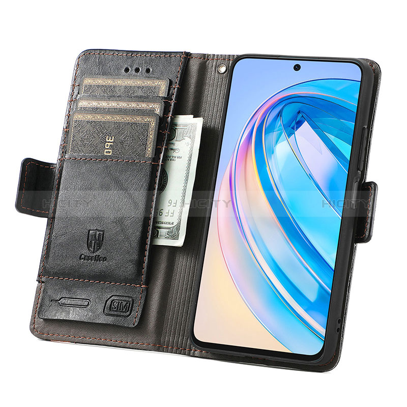 Custodia Portafoglio In Pelle Cover con Supporto S02D per Huawei Honor X8a 4G