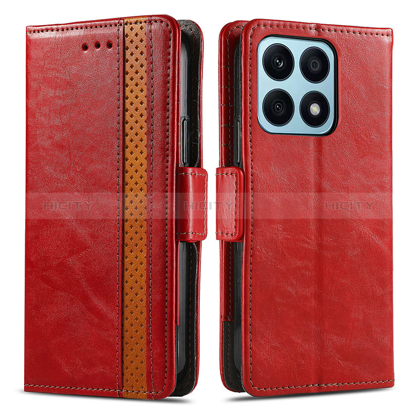 Custodia Portafoglio In Pelle Cover con Supporto S02D per Huawei Honor X8a 4G Rosso