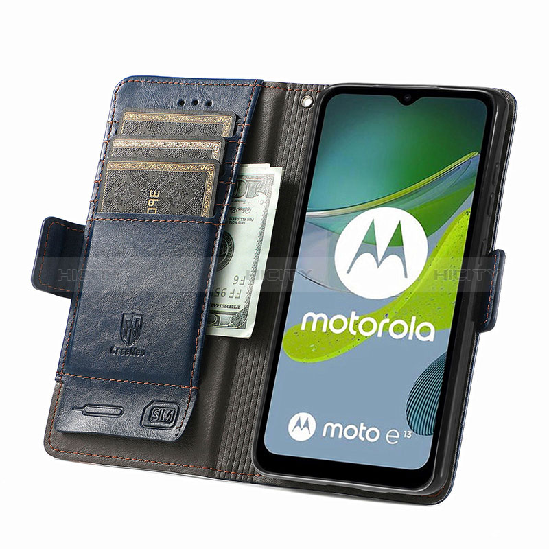 Custodia Portafoglio In Pelle Cover con Supporto S02D per Motorola Moto E13