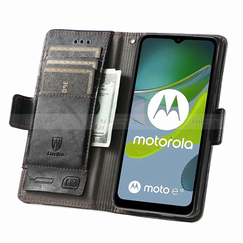 Custodia Portafoglio In Pelle Cover con Supporto S02D per Motorola Moto E13