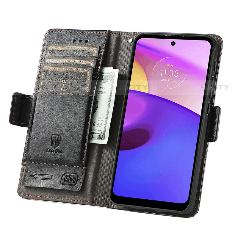 Custodia Portafoglio In Pelle Cover con Supporto S02D per Motorola Moto E40