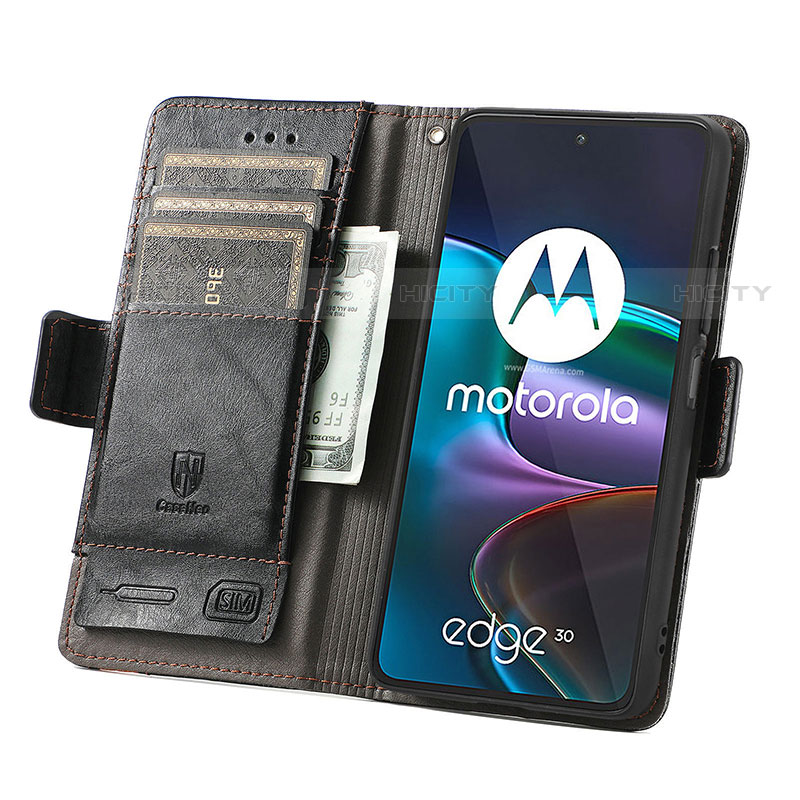 Custodia Portafoglio In Pelle Cover con Supporto S02D per Motorola Moto Edge 30 5G
