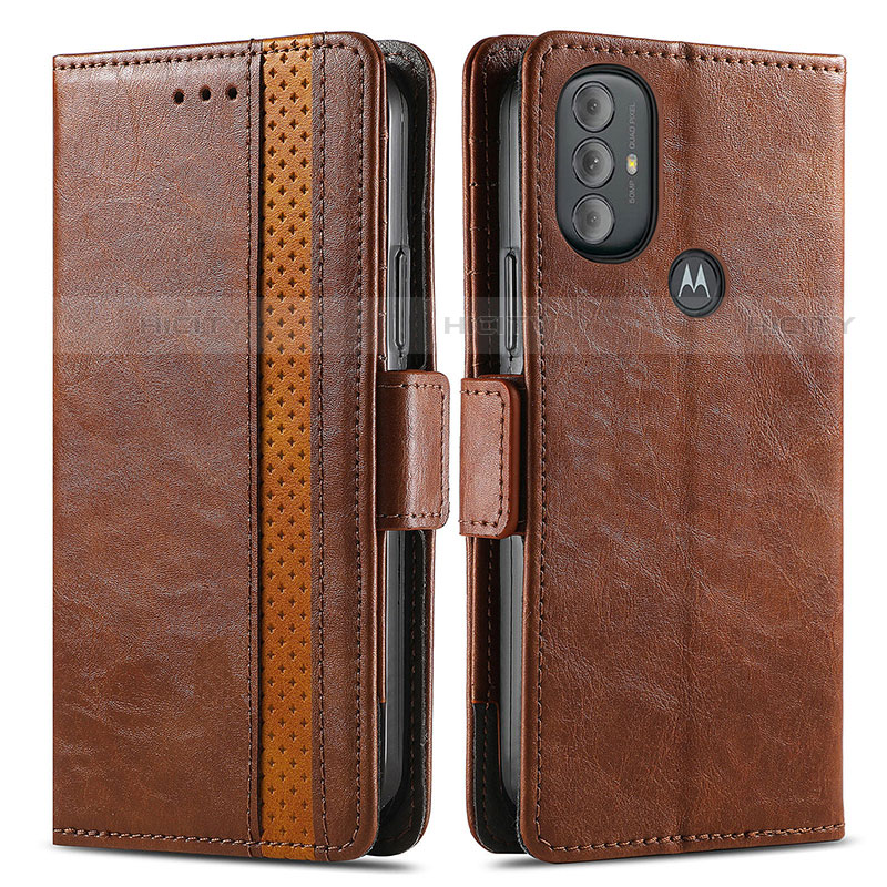 Custodia Portafoglio In Pelle Cover con Supporto S02D per Motorola Moto G Play Gen 2 Marrone