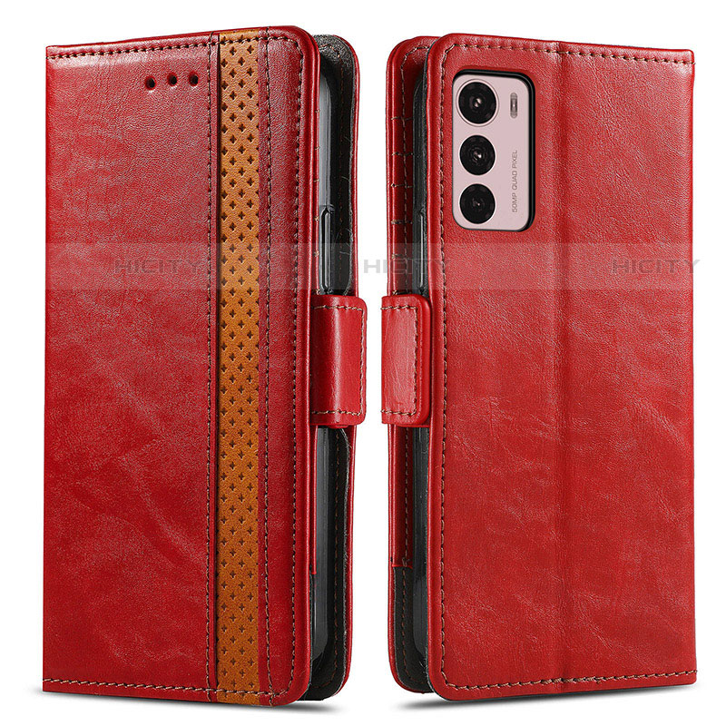 Custodia Portafoglio In Pelle Cover con Supporto S02D per Motorola Moto G42 Rosso