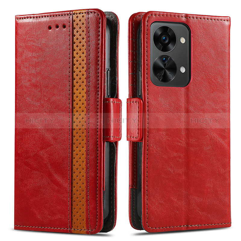 Custodia Portafoglio In Pelle Cover con Supporto S02D per OnePlus Nord 2T 5G Rosso