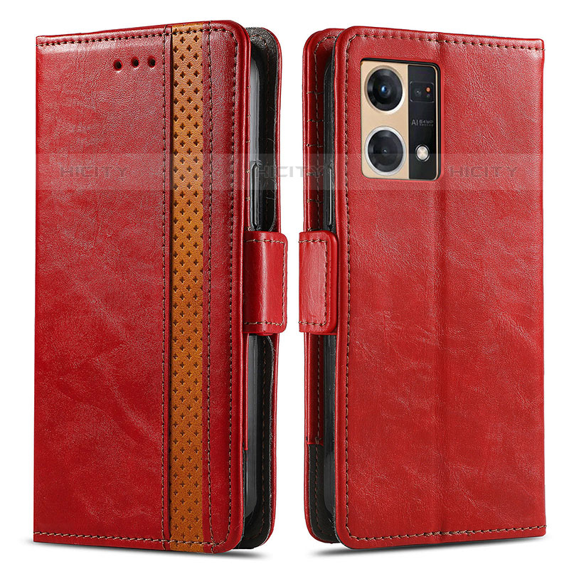 Custodia Portafoglio In Pelle Cover con Supporto S02D per Oppo F21s Pro 4G Rosso