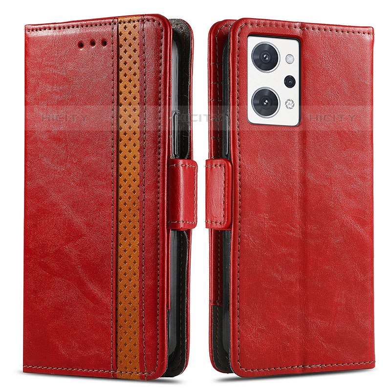 Custodia Portafoglio In Pelle Cover con Supporto S02D per Oppo Reno7 A Rosso