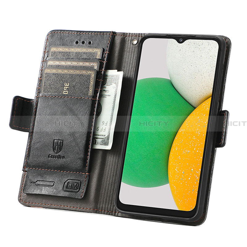 Custodia Portafoglio In Pelle Cover con Supporto S02D per Samsung Galaxy A03 Core