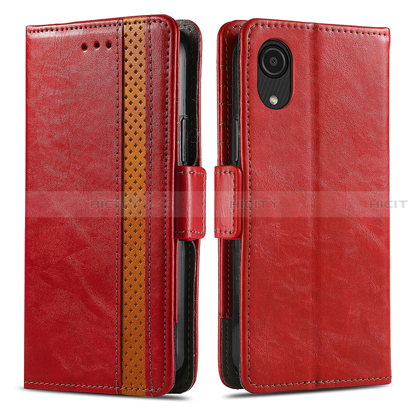 Custodia Portafoglio In Pelle Cover con Supporto S02D per Samsung Galaxy A03 Core Rosso