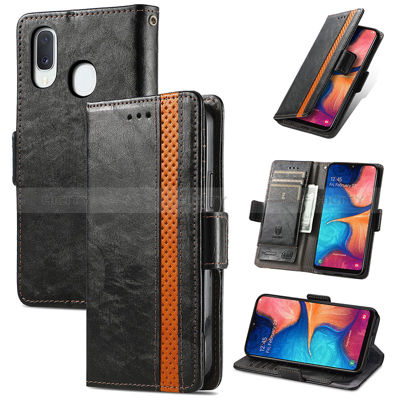 Custodia Portafoglio In Pelle Cover con Supporto S02D per Samsung Galaxy A20e