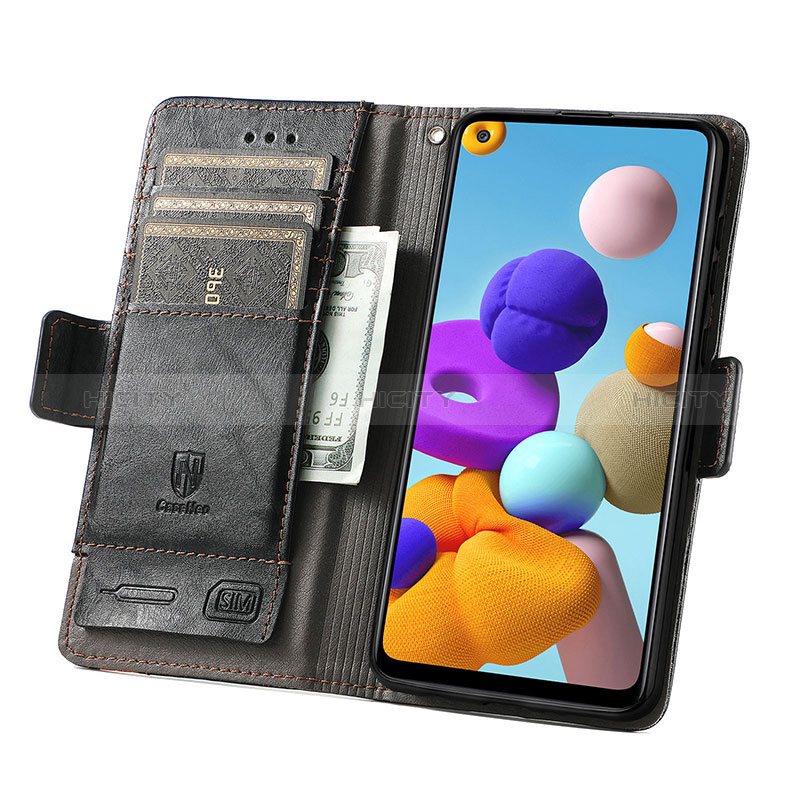 Custodia Portafoglio In Pelle Cover con Supporto S02D per Samsung Galaxy A21s