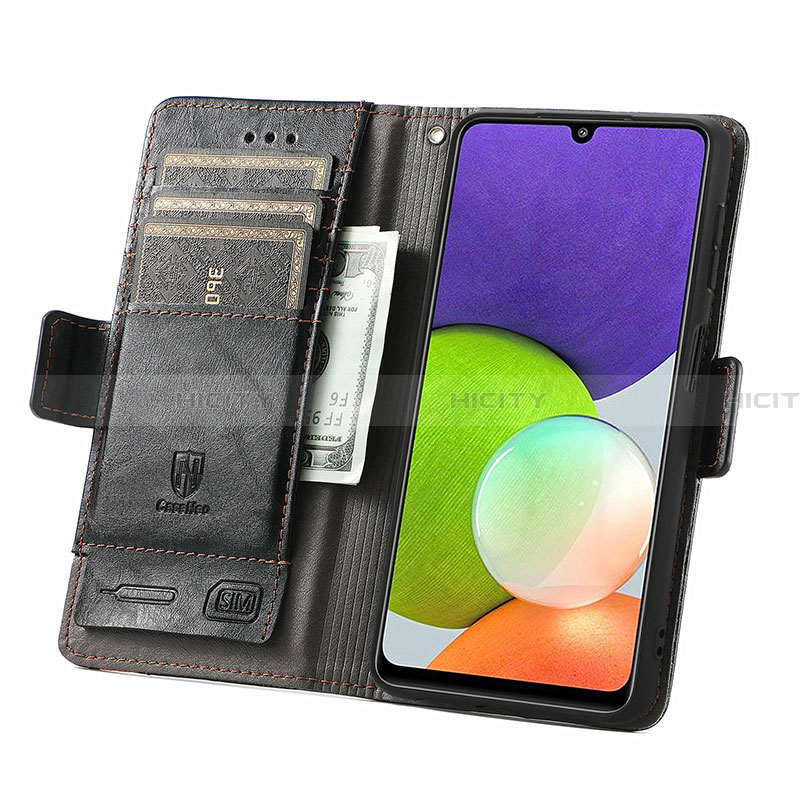 Custodia Portafoglio In Pelle Cover con Supporto S02D per Samsung Galaxy A22 4G